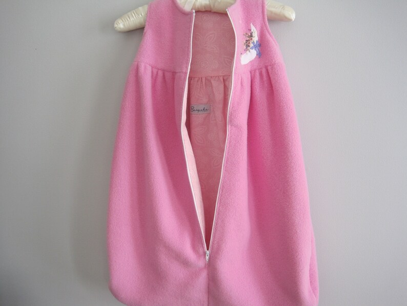 Warm Pink Sleep Sack or Sleeping Bag, Pink Fleece Sleep Sack lined with cotton, Baby Sleeping Bag, Baby Sack image 4