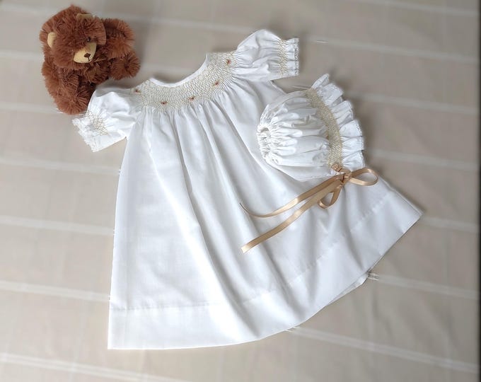 Featured listing image: Embroidered Baby Smocked Dress & Hat for Special Occasions
