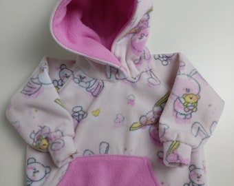 Infant fleece hoodie, baby hooded car coat, fleece hoodie with pocket, warm baby hoodie, soft hooded coat for baby, bunny and bear sweater