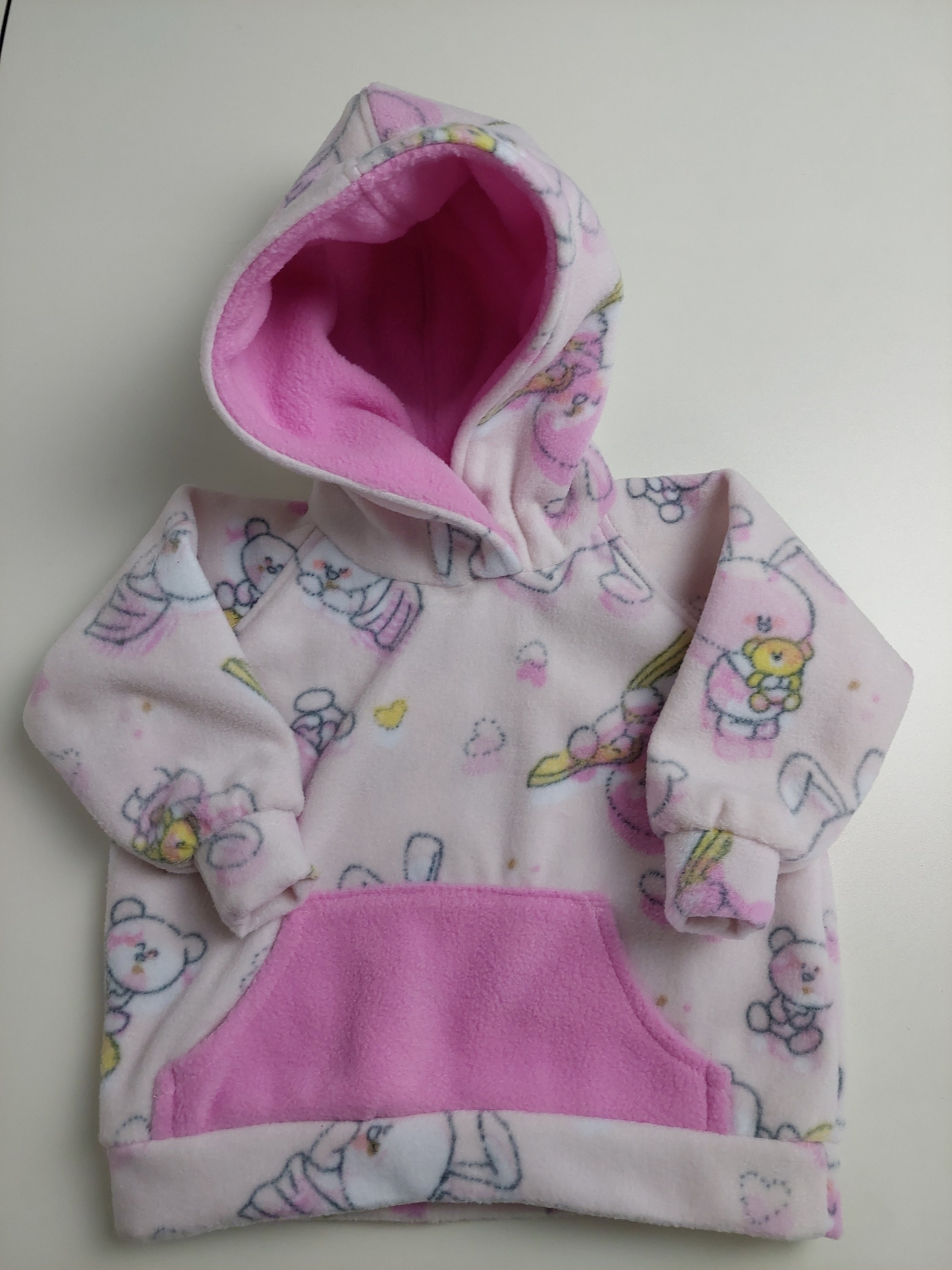 Infant fleece hoodie, baby hooded car coat, fleece hoodie with pocket, warm  baby hoodie, soft hooded coat for baby, bunny and bear sweater