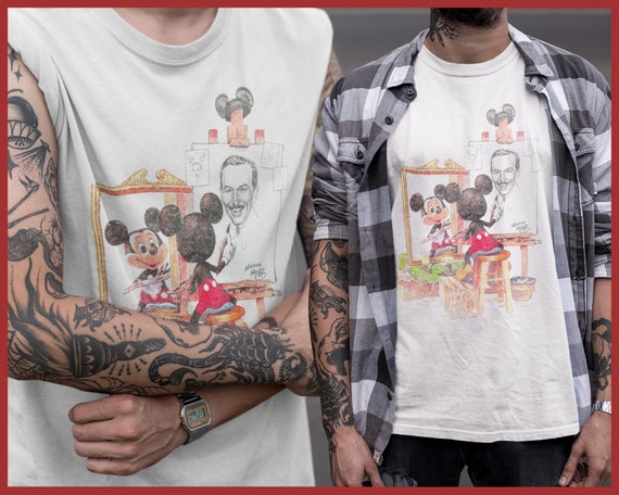 Softstyle Retro Etsy - Unisex Shirt Painting Mouse Vintage Disney Walt Mickey