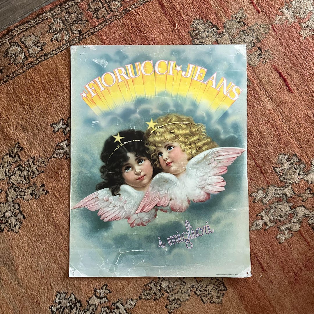 BORN×RAISEDxTEEN ANGELS POSTER チカーノ Original 1979 Fiorucci Jeans Angel Poster | Vintage Italian