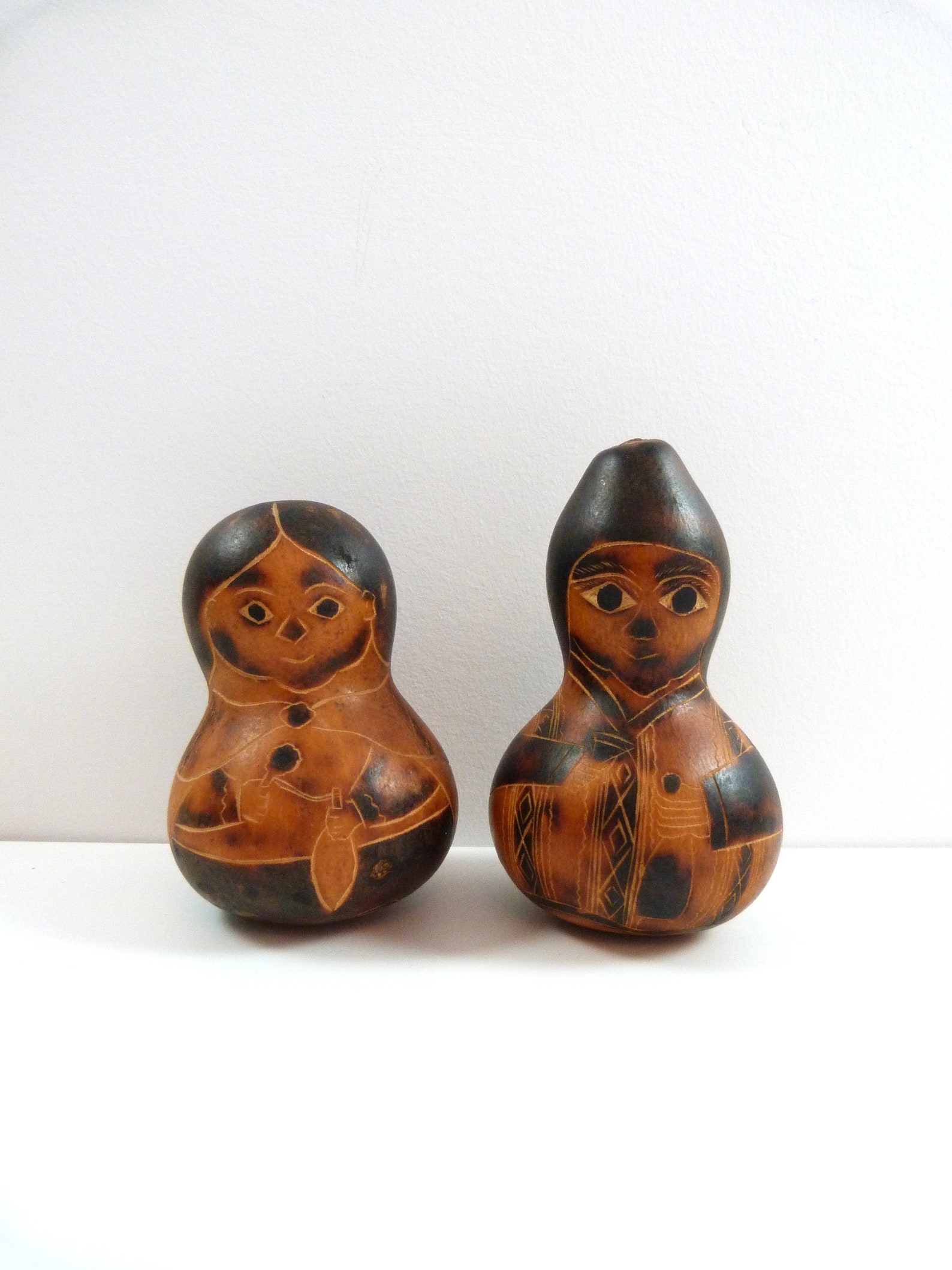 Pair Man and Woman Peruvian Dried Gourd Baby Rattles Etsy
