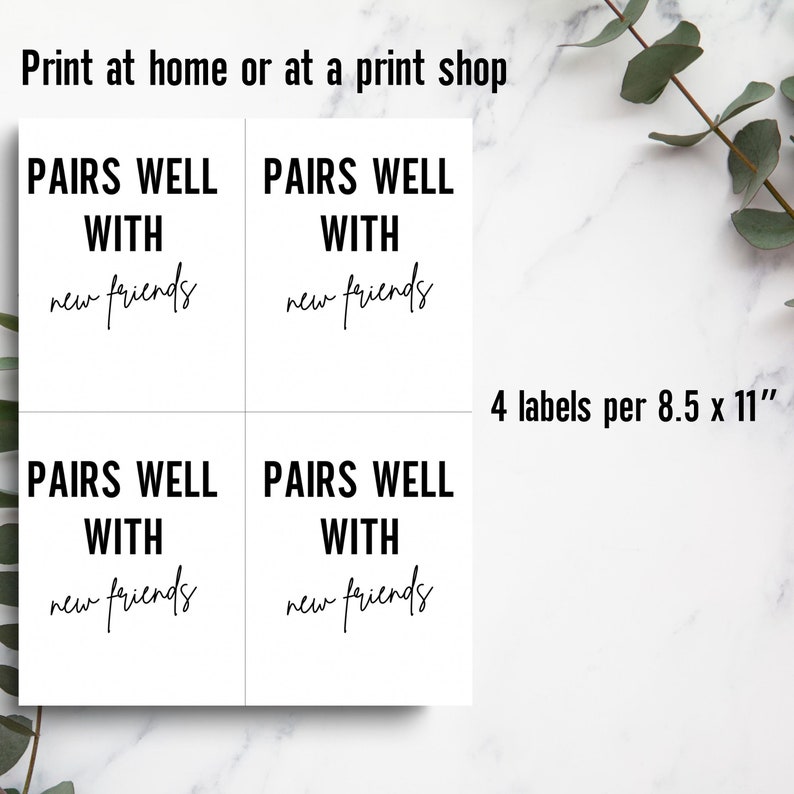 Pairs Well With New Friends Wine Bottle Labels Wine Labels Etsy
