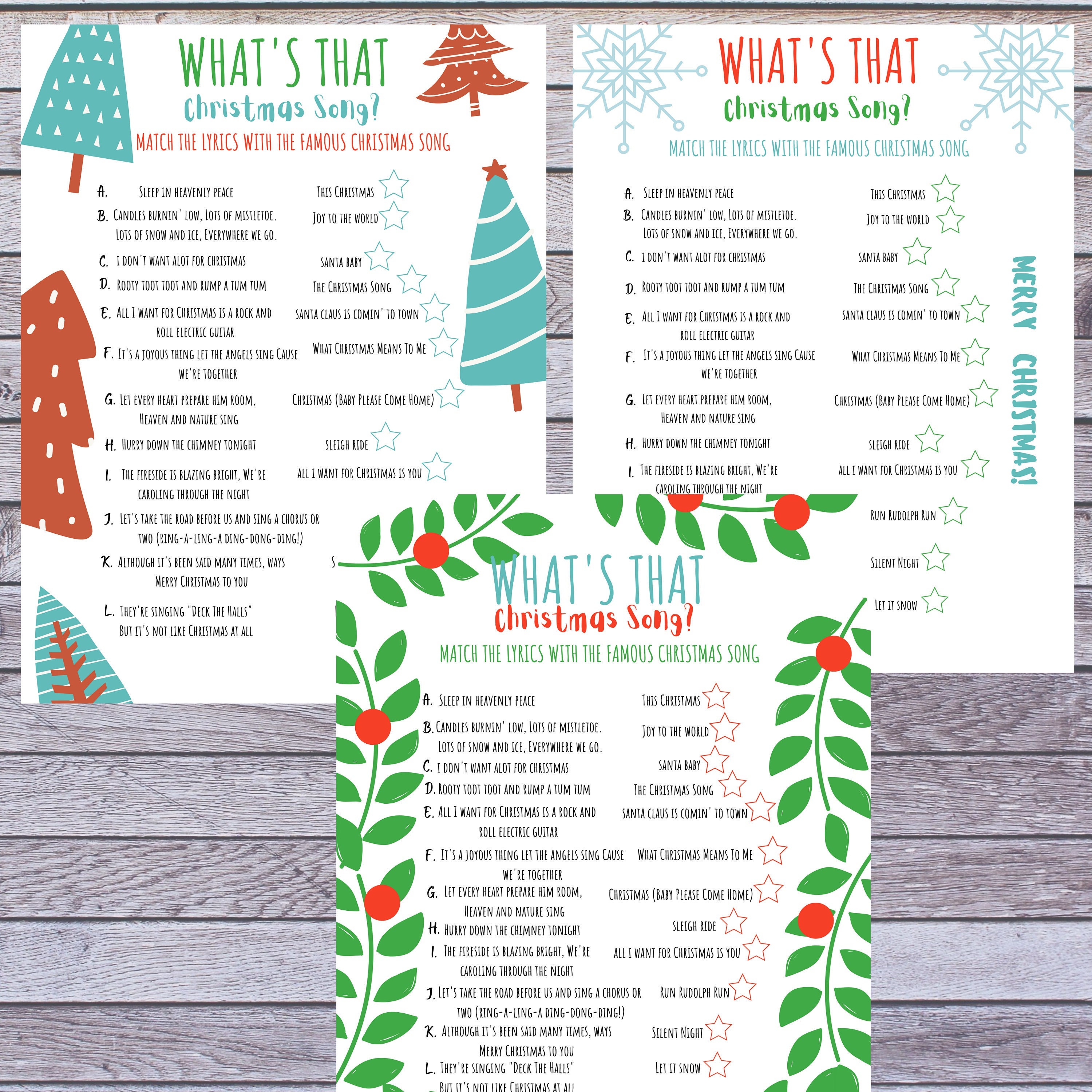 What's That Christmas Song Christmas Song Game Name That - Etsy