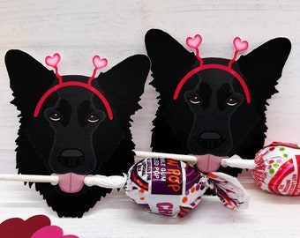 Lollipop Valentine Holder, Card Sets for Kids, Belgian Shepherd, Kids Valentines Cards for School, Valentine Card Exchange for Classroom
