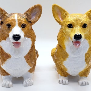 Pembroke Welsh Corgi, Pet Loss Memorial, Dog Keepsake, Birthday Gift for Corgi Lovers, Painted Statue, Custom Corgi Decor, Red and White