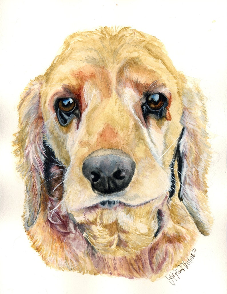 Custom pet portrait in watercolor, painting from photo, dog portraits, dog painting, Dog Art, Cat Art, Pet Loss Rainbow Bridge Memorial image 1