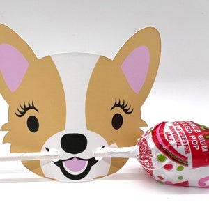 Lollipop holder, Corgi Birthday Party, Card Sets, Gift Tags, Party Favors for School, Card Kits for Kids, Corgi Party Favor, Candy Holder image 10