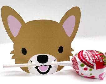 Pembroke Welsh Corgi, Lollipop Valentine Holder, Cards Set, Corgi Valentine Card, Valentines Card Kits, Valentines Cards for Kids Classroom