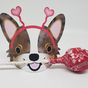 Cardigan Welsh Corgi, Lollipop Valentine Holder, Cards Set for Kids, Corgi Valentine Card, Party Favor, Valentines Card for Kids Classroom image 5