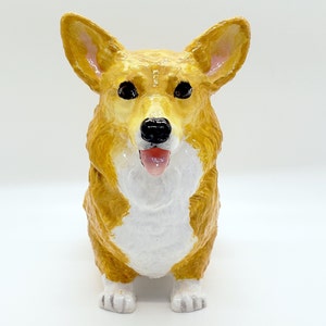 Pembroke Welsh Corgi, Pet Loss Memorial, Dog Keepsake, Birthday Gift for Corgi Lovers, Red and White Corgi, Painted Statue, Corgi Decor