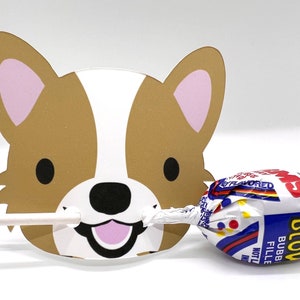 Lollipop holder, Corgi Birthday Party, Card Sets, Gift Tags, Party Favors for School, Card Kits for Kids, Corgi Party Favor, Candy Holder image 6