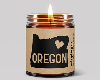 Oregon Handmade Personalized Soy Candle - | Homesick | State Scented Candle | Moving Gift | College Student Gift | State Candles