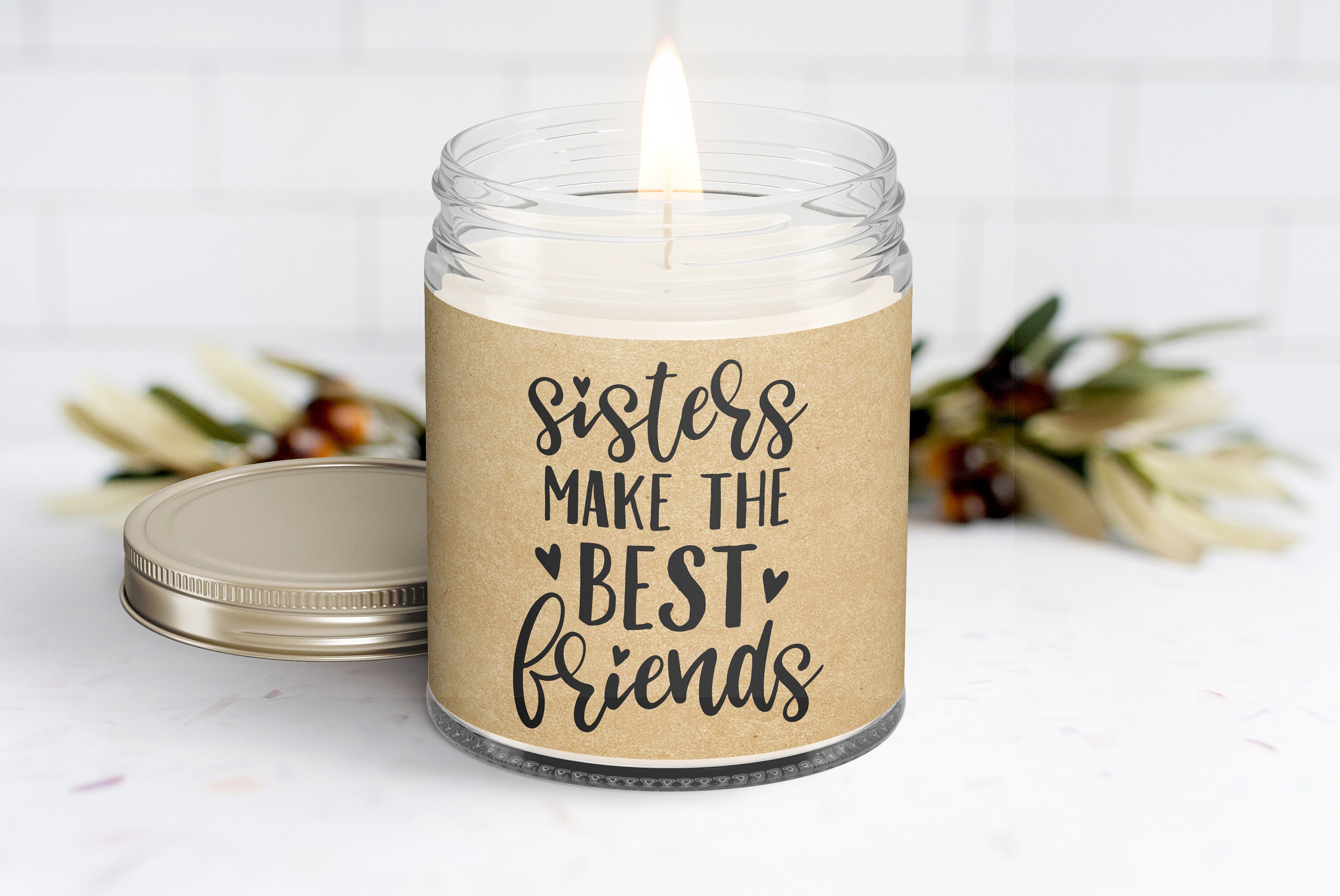 Sisters Make the Best Friends Personalized Soy Candle 