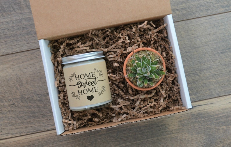 Home Sweet Home Housewarming Gift Succulent Gift Box Realtor Gift Box Scented Soy Candle Gift| Best Friend Gift New Home Gift
