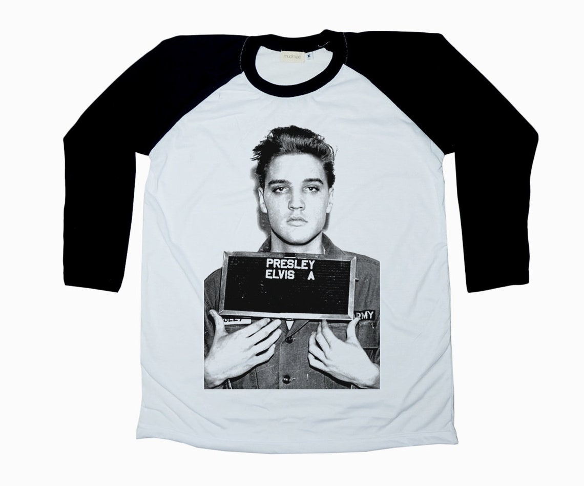 Elvis Presley Mugshot Unisex Adult White Tshirt Long Black Etsy Elvis Presley Mugshot Unisex Adult White Tshirt Long Black Etsy