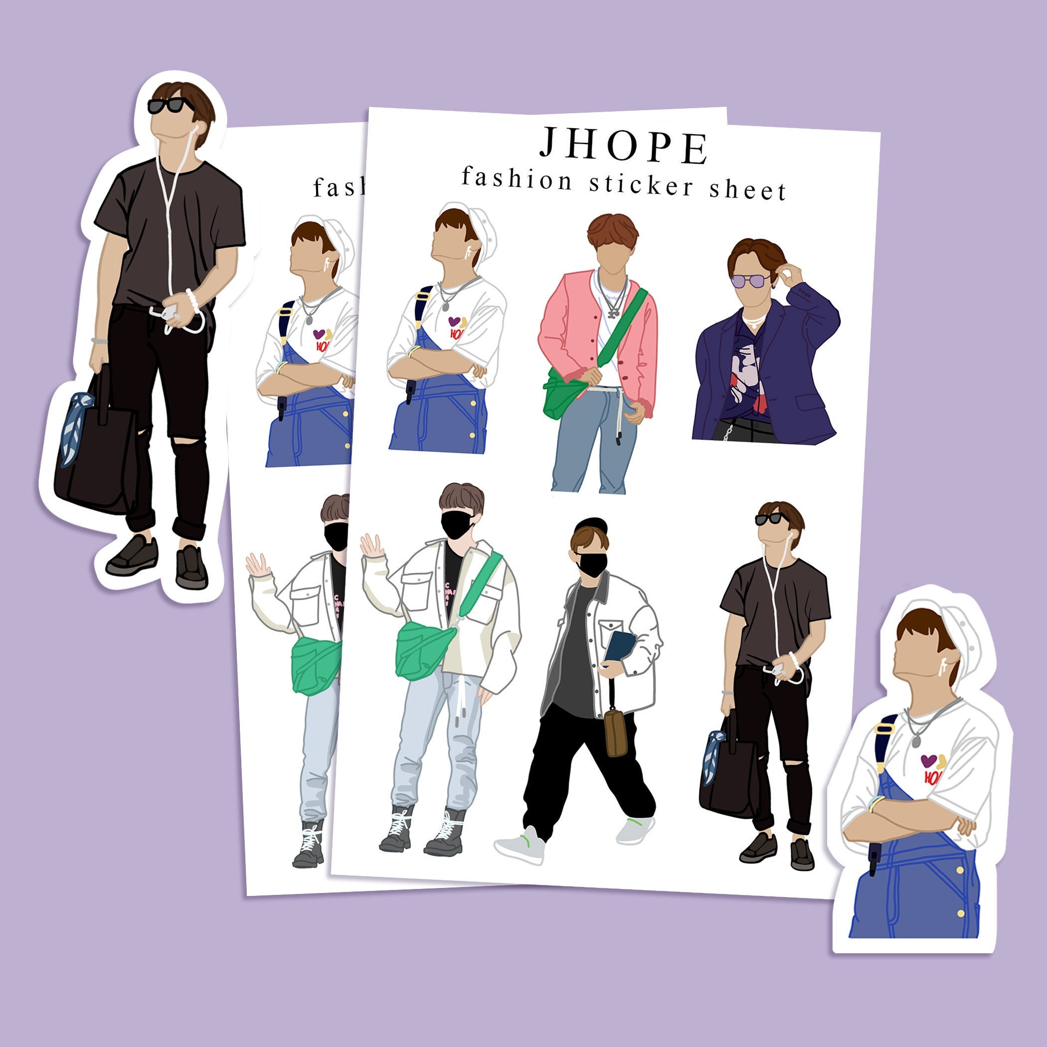 BTS Jhope Fashion Sticker Sheet Journal Planner Penpal 