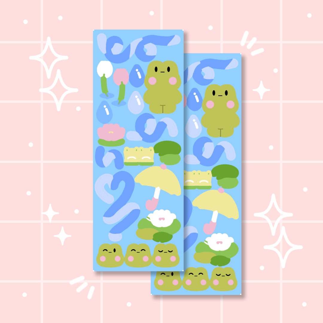 Kawaii Frog Deco Sticker Sheet | Vinyl Kiss-cut Stickers | Deco ...