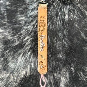 Tooled Leather Paci Clip