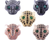 CZ Micro Pave Leopard Beads,Cubic Zirconia Spacer Beads, Copper Spacer Bead DIY Bracelet Jewelry Findings Accessories