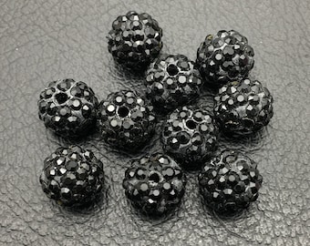 20/50pcs 10mm AAA Grade 6 Rows Cystal Clay Pave Rhinestone Beads, Black  Beads,Disco Ball Beads For Jewelry Making