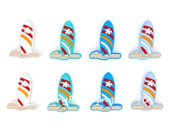 Surfing Board Shaped Silicone Beads DIY Pen Bracelet Keychain Lanyards Making, Silicone Focal Beads, Soft Loose Beads