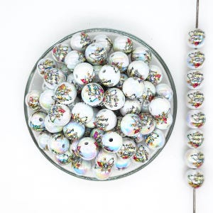 Nurse Stethoscope Print Acrylic Bubblegum Beads,16mm Loose Beads,Iridescent Beads,Gumball Beads ,Jewelry Making Beads