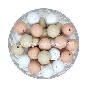 Speckle Mixed Color Silicone Beads, Soft Silicone Beads, 15mm Round Silicone Beads, 20-100Pcs Wholesale Beads