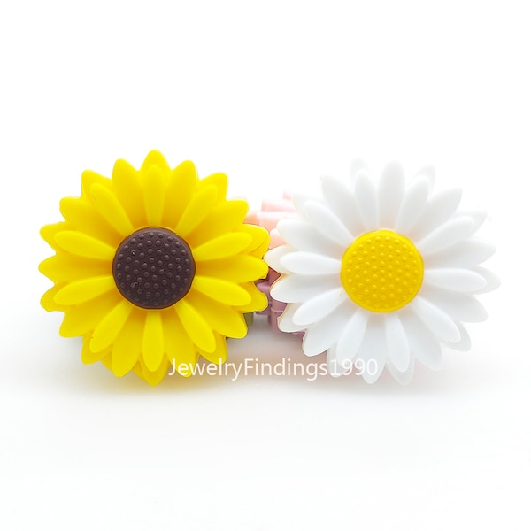 30mm Flower Silicone Beads, Mini Daisy Silicone Beads, Focal Silicone Beads, Craft Supplies,Wholesale Loose Beads