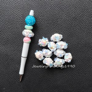 10pcs/Lot Floral Butterfly Beads,Fancy Beads,Focal Beads For Pen,Chunky Flower Beads,Resin Beads