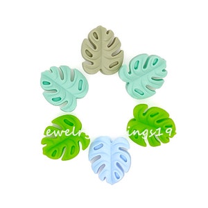 Perline di foglie piccole, perline di silicone focali Monstera, accessori per gioielli con perline artigianali fai-da-te, perline di silicone sfuse, 20 * 25 * 8,5 mm