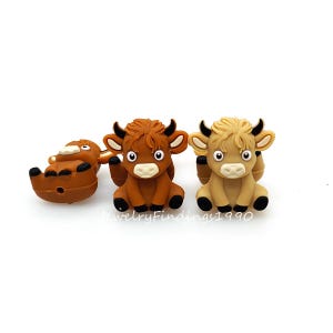 3D Highland Cow Focal Beads,Cow Silicone Beads,Silicone Focal Beads,Charm Beads