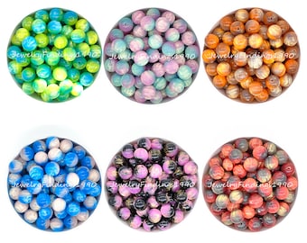 16mm Glitter Beads, Pearlescent Bubblegum Beads, Round Acrylic Loose Beads, Gumball Beads