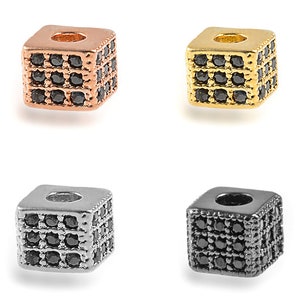 Jewelry Accessory, Brass Square Charm, CZ Micro Pave 3A Cubic Zirconia Square Beads, Jewelry Making ,Wholesale Beads, DIY Necklace Bracelet