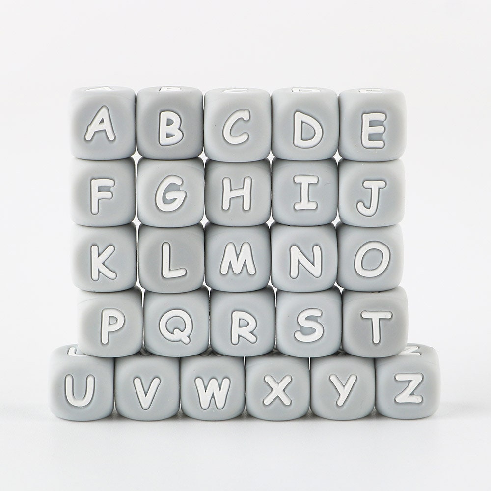 Pink Silicone Letter Beads, 20 100 Pcs Cube Silicone English Alphabet  Beads,12mm Alphabet Silicone Beads,soft Beads,square 26 Letter Beads 