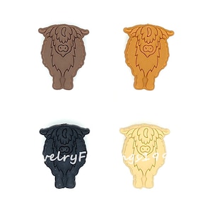 Animal Beads, Highland Cow Focal Silicone Beads, Loose Beads for Jewelry Making Necklace Supplies, 30*23*8.5mm