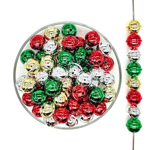 Mixed Color Christmas Bell Beads,Chunky Bubblegum Beads,Resin Beads