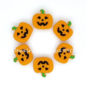 Bulk Mini Halloween Pumpkin Silicone Beads, Silicone Focal Beads, Pumpkin Beads DIY Beaded Jewelry Making, Craft Beads
