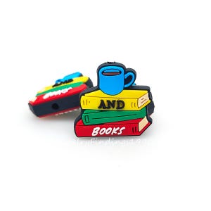 Book And Coffee Focal Beads,Loose Beads,DIY Keychain Beads,Book Beads,Pen Beads