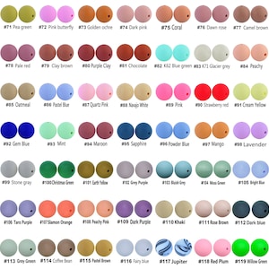 BULk 15mm Silicone Beads, 10 - 100PCS Round Silicone Beads Wholesale, Silicone Loose Ball , Craft Jewelry Beads, Color #71 to Color #119