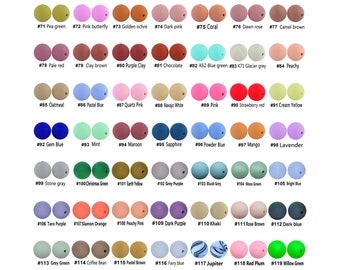 BULk 15mm Silicone Beads, 10 - 100PCS Round Silicone Beads Wholesale, Silicone Loose Ball , Craft Jewelry Beads, Color #71 to Color #119
