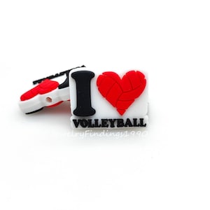 Volleyball Focal Beads,I Love Volleyball Beads,Soft Beads Bulk,DIY Keychain Beads