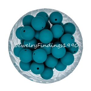 Dark Blue Green Silicone Beads, Soft Silicone Beads, Hexagon Beads, Round Ball Pearl, Loose Beads, for Charm Necklace Jewelry Making, - #34