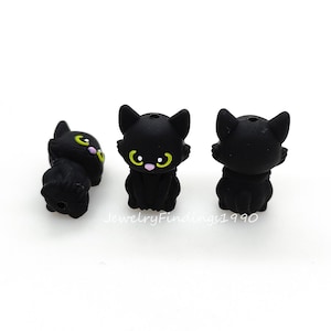 Halloween Cat Focal Beads,3D Cat Silicone Beads,Pen Beads,Keychain Beads