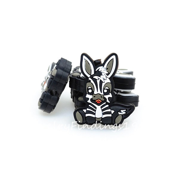 Zebra Focal Silicone Beads, Wholesale Beads, Silicone Animal Focal Beads