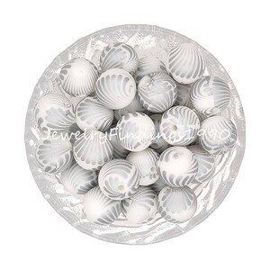 Shell Print Silicone Beads, Round Silicone Beads, DIY Keychain Pendant Crafts, 12/15mm Silicone Beads, Bulk Bead, Pearl Ball, #69