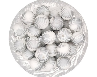 Shell Print Silicone Beads, Round Silicone Beads, DIY Keychain Pendant Crafts, 12/15mm Silicone Beads, Bulk Bead, Pearl Ball, #69