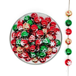 Christmas Beads,16mm Loose Bubblegum Acrylic Beads Mix,Resin Beads,Chunky Beads