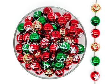 Korale świąteczne, 16 mm luźne koraliki akrylowe Bubblegum Mix, koraliki żywiczne, grube koraliki